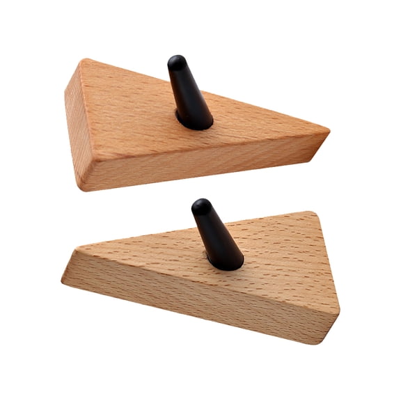 SOPOTUTU Set of 2 Black Beech Wood Porch Hooks, Sturdy Wall Mount Hangers for Indoor and Outdoor Use