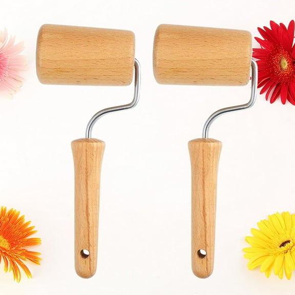 SOPOTUTU Wood Pastry Roller Set 2Pcs Cylindrical Baking Tool for Pizza Cookies Pasta Dough Khaki