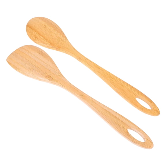 SOPOTUTU Pasta Spoon Set, 2 Pieces Orange Wooden Cooking Spoons, Kitchen Utensils for Pasta and Serving