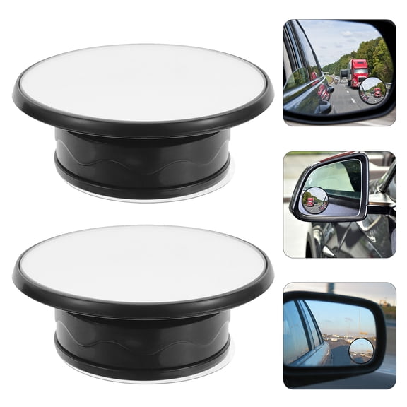 HEMOTON Auxiliary Car Mirror with Wide View and Quality for Safe Driving 2pcs Black ABS Glass Small