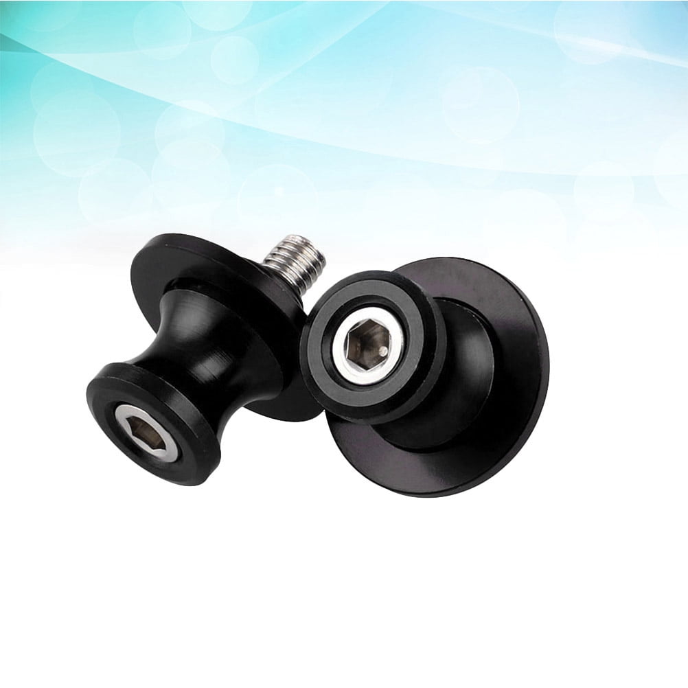 HEMOTON 2pcs CNC Aluminum Motorcycle Swingarm Spool Slider Stand Screws Motor Accessories Screw Mount Car Styling Swing Arm Ring Car Nail M8 (Black)