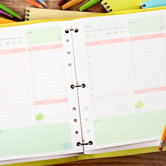 DEEPCRAFF Daily Planner Notebook Refill Multi Colored 2Pcs 8.3x5.7x0.4In