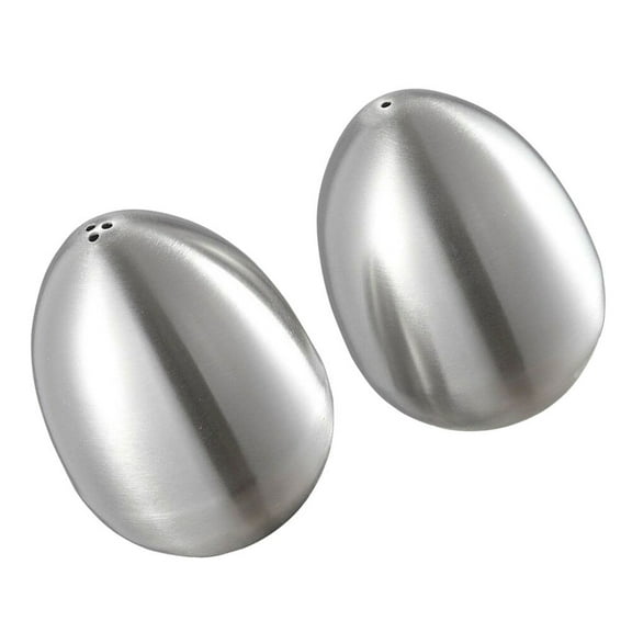 HEMOTON 2pcs Egg Shape Stainless Steel Sugar Shaker Set Salt Pepper Dispenser Coffee Spice Shaker Storage Jar Seasoning Pot
