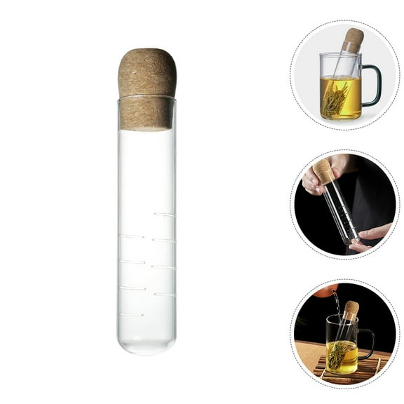 HEMOTON 2pcs Glass Tea Infuser for Loose Leaf Tea Reusable Strainer with Cork Lid for Cups Mugs Teapots for Tea Lovers