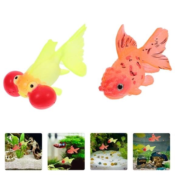 HEMOTON 2pcs Glow In The Dark Goldfish Models Fake Fish Model Fish Decorations