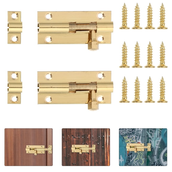 ORDDIART 2-Pack Copper Door Bolts for Wood Doors, Assembly Bolt with Golden Finish, Easy to Install Hardware