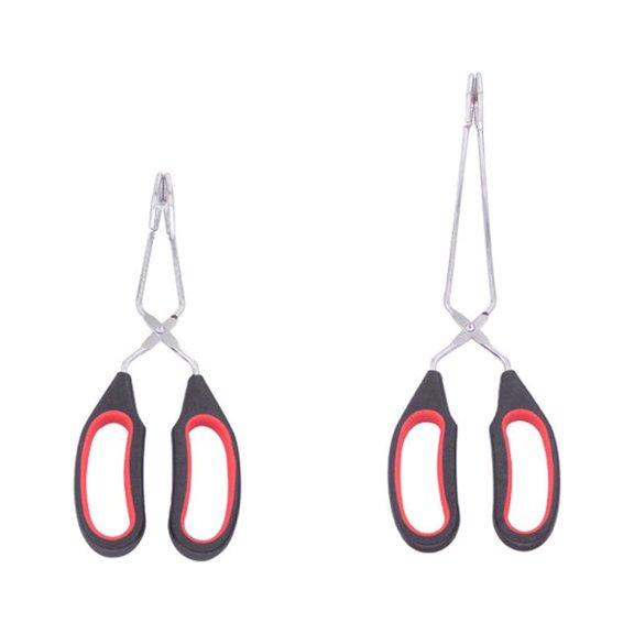 HEMOTON 2pcs Multifunction Food Scissor Tongs Baking Bread Clamp BBQ Tong Grilling Clip for Buffet Kitchen Restaurant (Small Size+Medium Size)