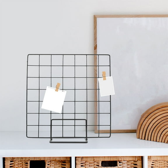 SOPOTUTU  2pcs Iron Wire Hanging Display Grid for Photos and Decor Black 13.813.80.2in