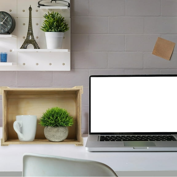 Phenofice Rectangular Wooden Storage Crate Beige 2Pcs 13.8X10.2X4.7In