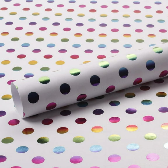 YOSADIER 3Pcs Bouquet Wrapping Paper Roll Assorted Color with Hearts Star Dot Patterns