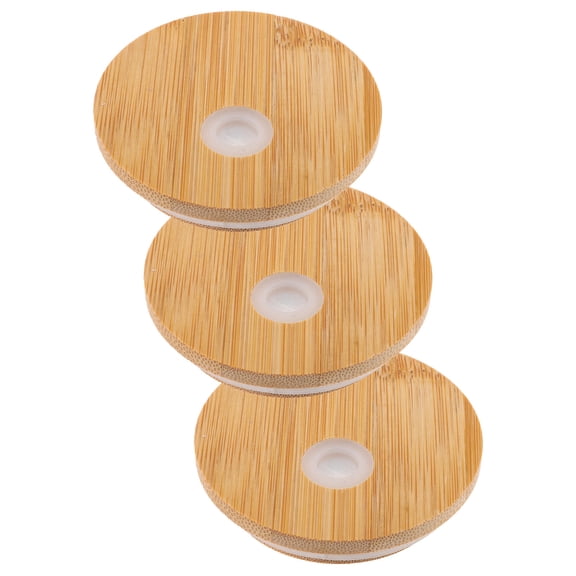 HEMOTON 3 Pcs Drinking Jars with Lids Bamboo Glass Cup