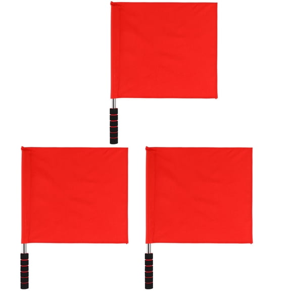 HEMOTON 3 Pcs Waving Flag for Racing Commanding Referee Outdoor Signal Flags Kit Red