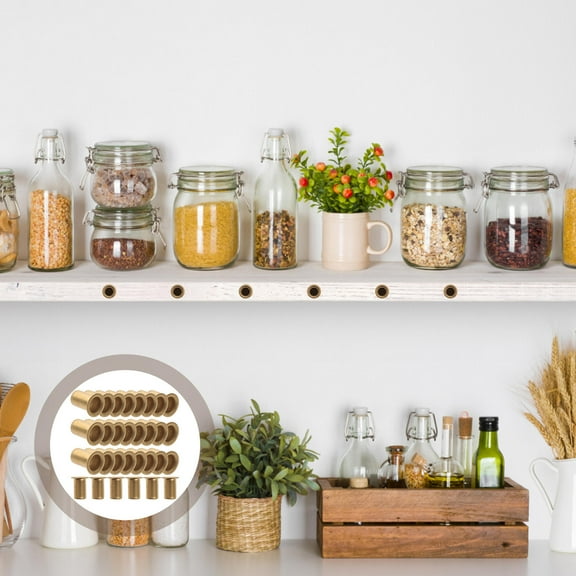 HEMOTON 30 Pcs Cabinet Supports Shelf Pin Kitchen Cabinets Pegs Golden