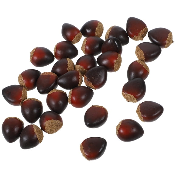 HEMOTON 30Pcs Realistic Artificial Chestnut Fake Nuts Foam Chestnut Model Fall Harvest Decorations for Showcase