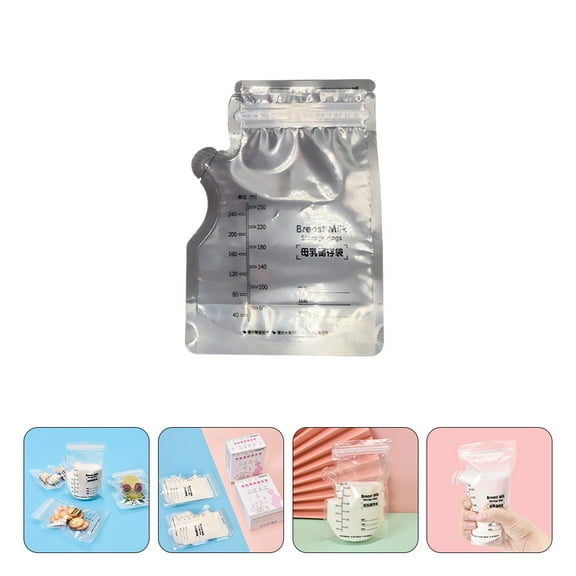 HEMOTON 30pcs Transparent Sealed Bags for Storage Use Double Zipper Disposable Milk Bags 7.5ml
