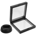 thumbnail image 1 of HEMOTON 3D Floating Frame Shadow Box Display Case Coin Box Jewelry Display Show Case with Round Base 9x9cm (Black), 1 of 8