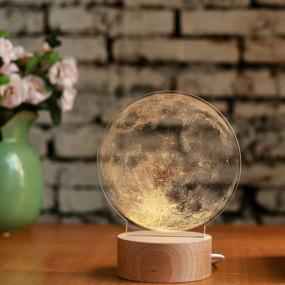 HEMOTON 3D Printed LED Moon Lamp LED Night Light USB Charging Desk Lamp for Bedroom and Living Room