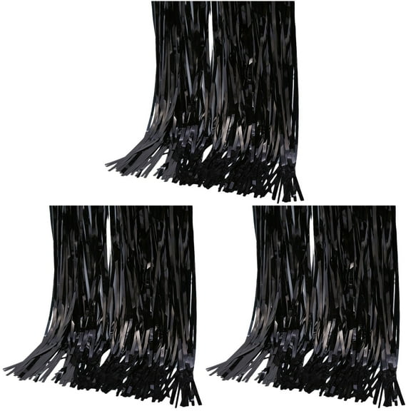 SOPOTUTU Sopotutu Black Foil Fringe Curtains for Party Decoration 3Pcs