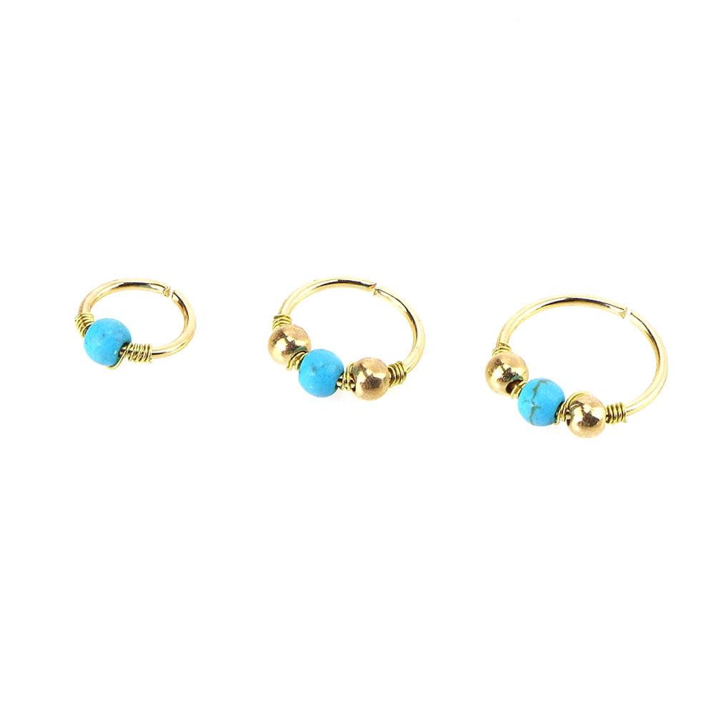Amazon.com: Nose Rings Surgical Steel Gold and Silver, Nose Rings Hoops  Turquoise Round Shape Piercing Jewelry Lip Tongue 4 Pcs Women : Everything  Else