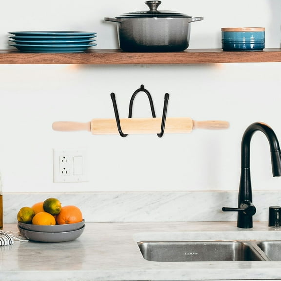 HEMOTON 3pcs Rolling Pin Holder Hooks Display Rack Rolling Pin Organizer Rolling Pin Wall Mount Hooks Home Decor Kitchen Wall Hanging Rack