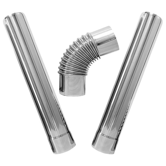 HEMOTON 3pcs Stainless Steel Stove Pipe Flue Extension Tubes with 90 Degree Elbow Chimney Exhaust Connector
