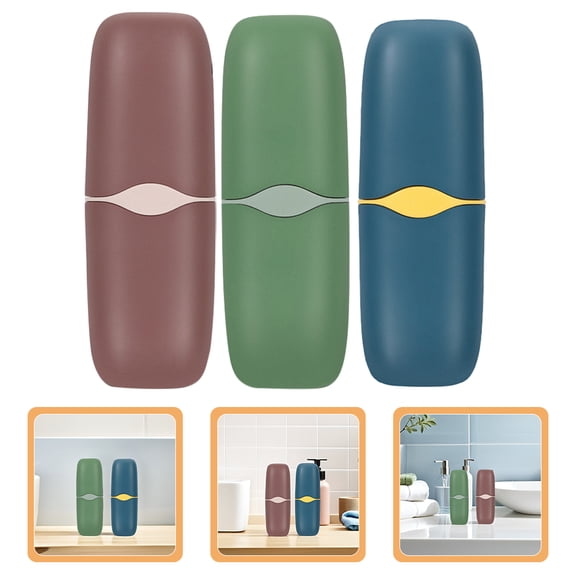 BESTYASH Plastic Toothbrush Holder Travel Toothbrush Cup Blue 3Pcs