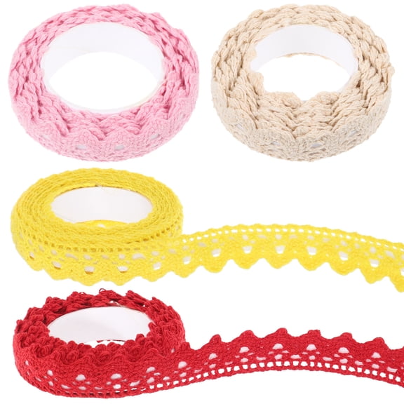 SOPOTUTU Beige Lace Trim Decorative Tape 4-Pack for Sewing, Scrapbooking, Crafts, Projects and Home Decor