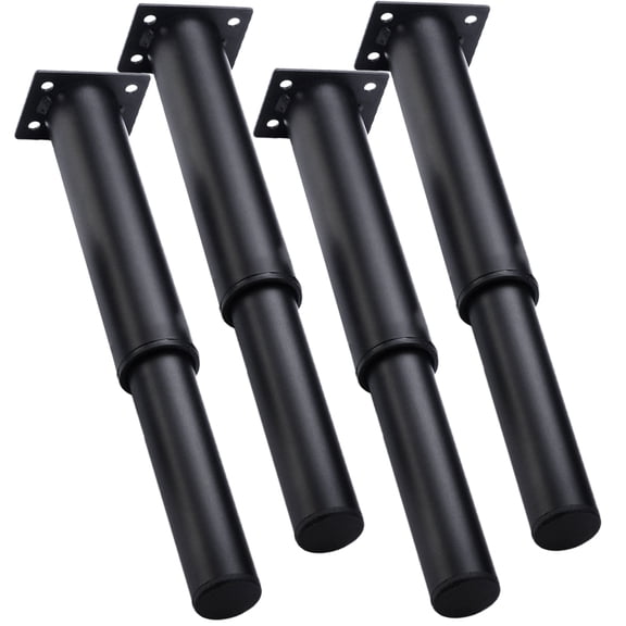 HEMOTON 4 Pcs Adjustable Furniture Legs Support Risers Leveling Glides Foot Black