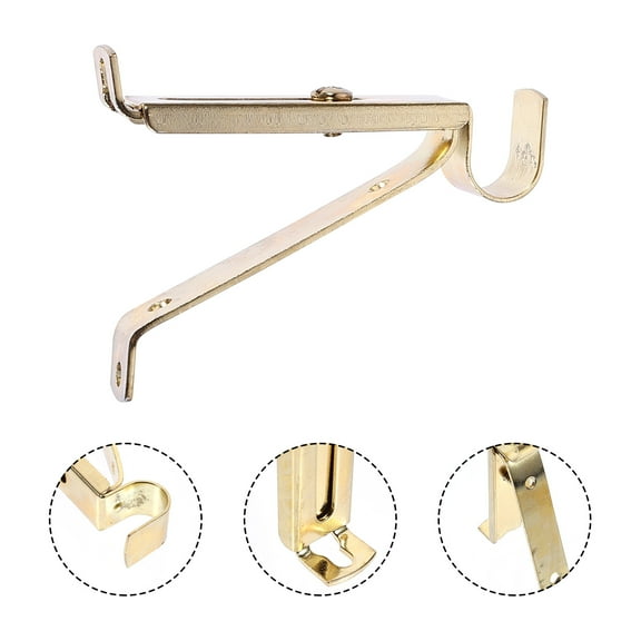 HEMOTON 4 Pcs Bracket Telescope Curtain Rod Brackets Extended Gold Golden