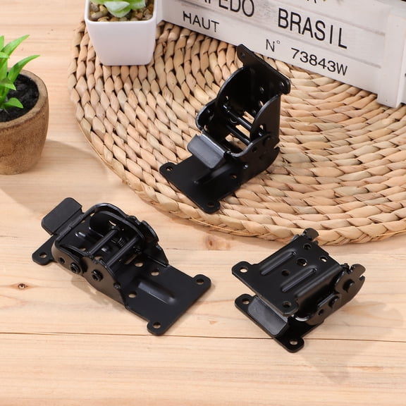 HEMOTON  4 Pcs Furniture Hardware Connection Parts Locking Hinges for Table Folding Leg Bracket Black