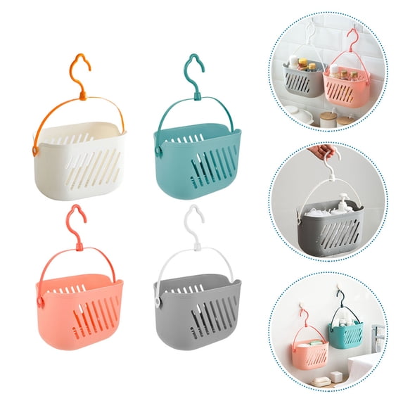 HEMOTON 4-Piece Hanging Storage Baskets for Bathroom, Portable Shower Organizer, Space-Saving Wall Mounted Storage Solution