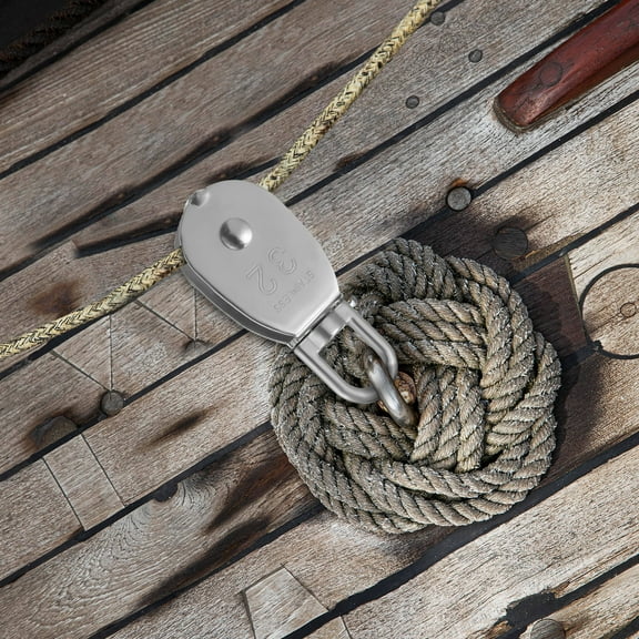 HEMOTON Set of 4 Heavy Duty Pulley Blocks with Smooth Sliding Wire Rope Rollers in Finish