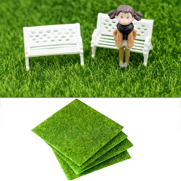 SOPOTUTU Artificial Miniature Grass Mat Green PVC for Garden Landscaping and Home Decoration