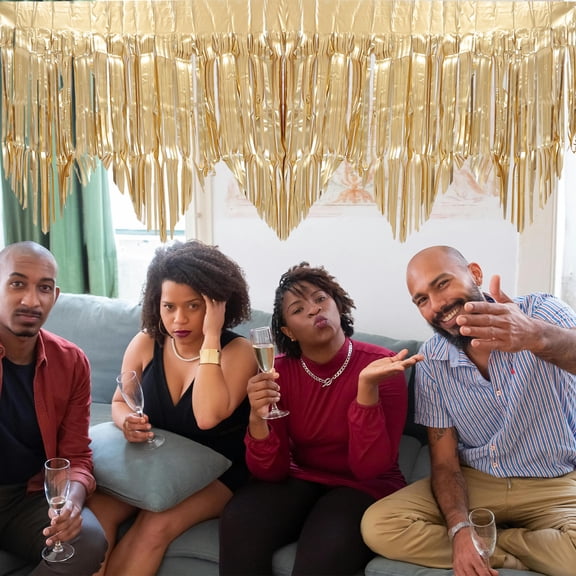 SOPOTUTU 4Pcs Assorted Color Party Streamers Tinsel Gar Decorative Birthday Backdrop