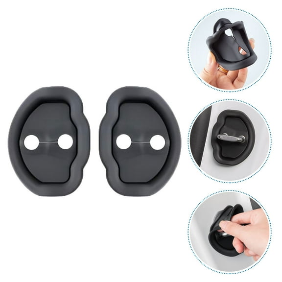 HEMOTON 4 Pcs Protection Covers Door Lock Guard Stopper Baby 9.00X7.00X1.20CM Black