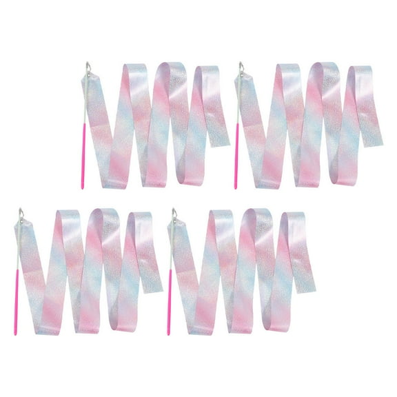 HEMOTON 4 Pcs Rainbow Dancer Ribbons Rhythmic Toys Gymnastics Streamers for Kids Child