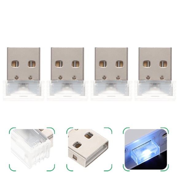 HEMOTON 4 Pcs Vehicle Light Ambient Lighting Rechargeable Car Interior LED Lights Blue