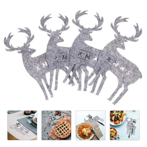 HEMOTON  4 Pcs for Cutlery Bag Xmas Themed Holder Silverware Storage