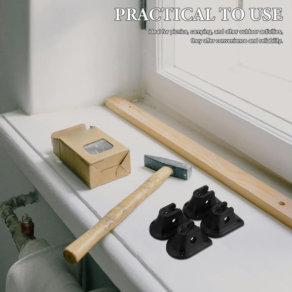 SOPOTUTU Black Metal Table Leg Connector Set of 4, Portable and Furniture Support Hardware