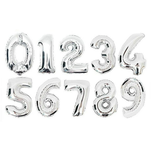 HEMOTON 40 Inch Number Balloon Birthday Silver Wedding Decor Balloons