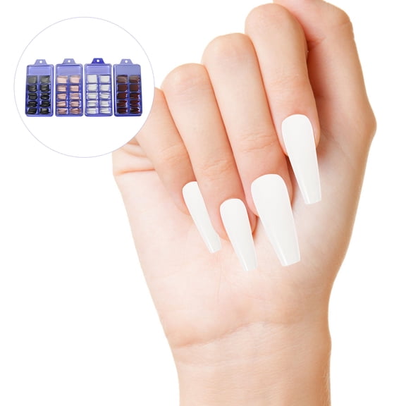 HEMOTON  400 Pcs False Nail Tip Long Fake Nails Artificial Square Colorful