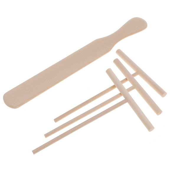 HEMOTON 4Pcs Crepe Turner Spatula Beechwood Batter Spreading Tool T-shaped Baking