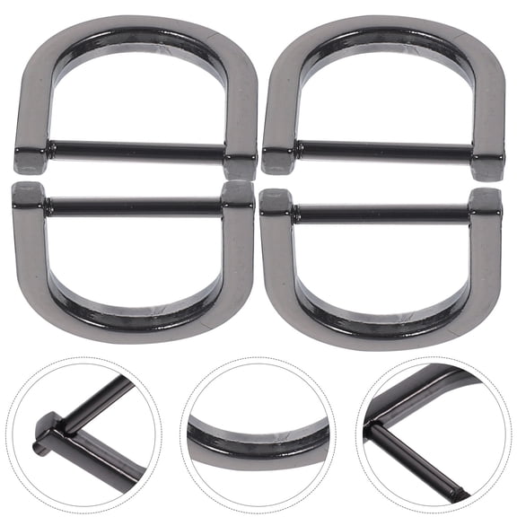 HEMOTON 4-Pack Detachable Semi-Circular Buckle D for Bags and Purses, Zinc Alloy Grey, 1.06 x 1.06 x 0.16 inches