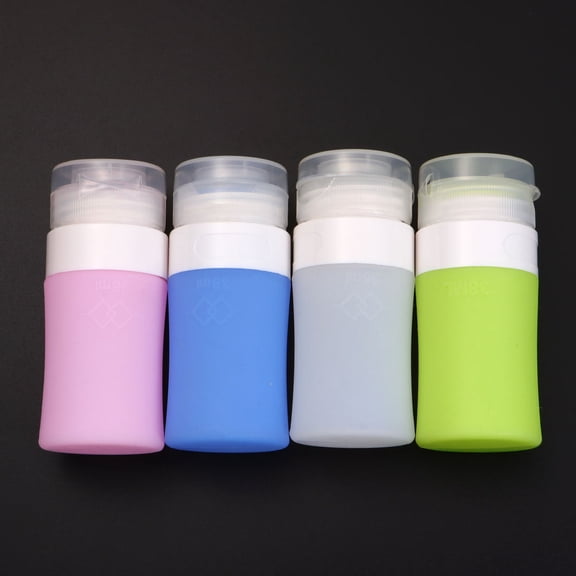 HEMOTON 4pcs 38ml Silicone Cosmetic Bottle Portable Cosmetic Blank Bottle Empty Travel Bottle (Pink, Green, White, Blue, 1pcs Each)
