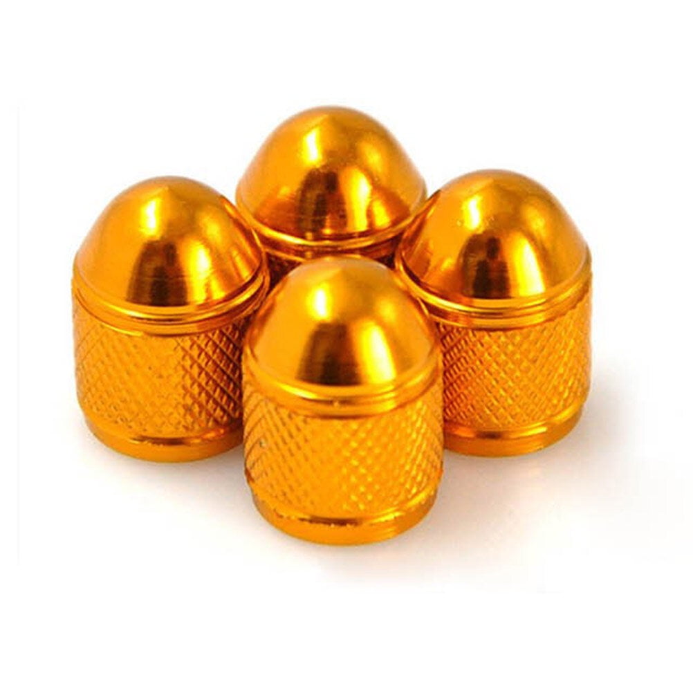 HEMOTON 4pcs Bullet Type Auto Car Tire Caps Covers (Golden)