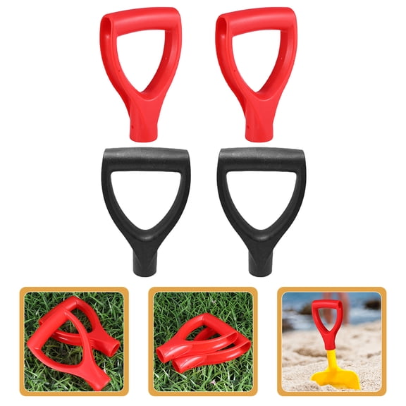 HEMOTON 4pcs D-shaped Shovel Replacement Handle Gardening Shovel Handle Digging Rake Handle