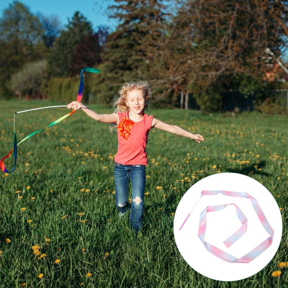 SOPOTUTU Rhythmic Gymnastics Training Sticks with Colorful Polyester Ribbons, 4-Piece Set for Dance, Exercise, and Gymnastics Practice