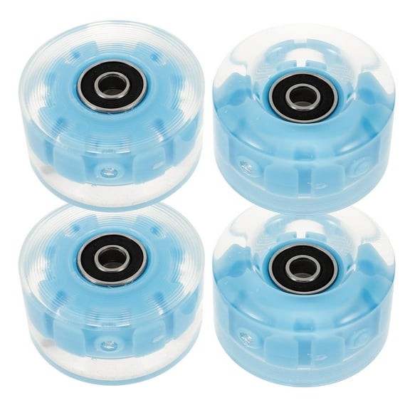 HEMOTON 4pcs Light up Roller Skate Wheels Flashing Wheels Skating and Skateboard Accessories with Wrench