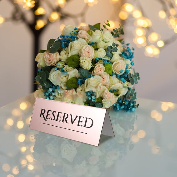 YOSADIER Table Tents Acrylic Reserved Table Signs Rose Gold 4Pcs For Dining Reservation