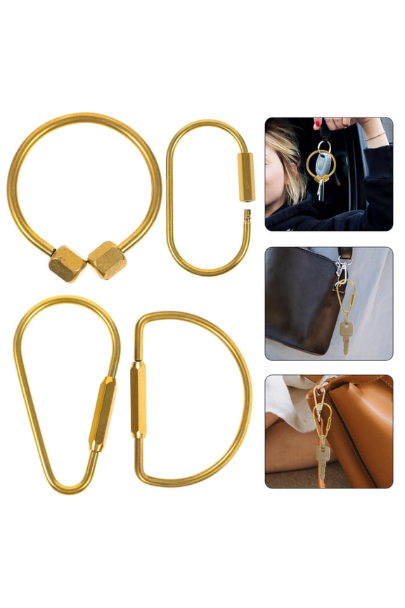 RENACLIPY brass keyring 4PCS Brass Key Rings Secure Closure for Handmade Enthusiasts in Everyday Use